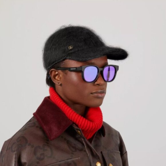 $1,185 New GUCCI Mohair GG Lauren Baseball Hat BLACK L large 58 cm main image 4